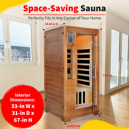 HeatWave | Majestic 1-2 Person Hemlock Infrared Sauna | 5 Carbon Heaters | SA3202