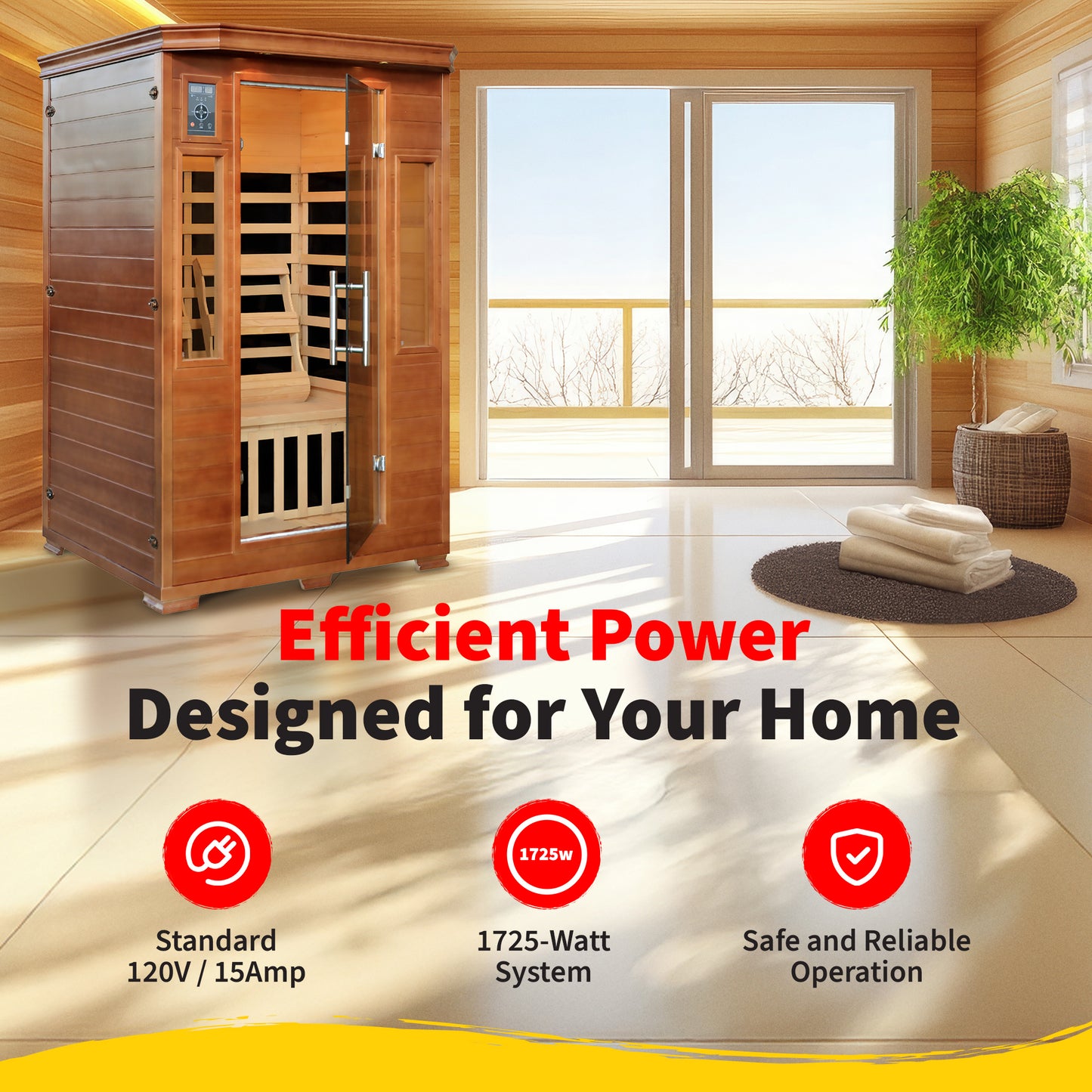 HeatWave | 2-Person Hemlock Premium Infrared Sauna with 6 Carbon Heaters | 1,725W |SA3209 | ETL Listed