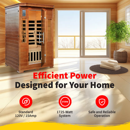 HeatWave | 2-Person Hemlock Premium Infrared Sauna with 6 Carbon Heaters | 1,725W |SA3209 | ETL Listed