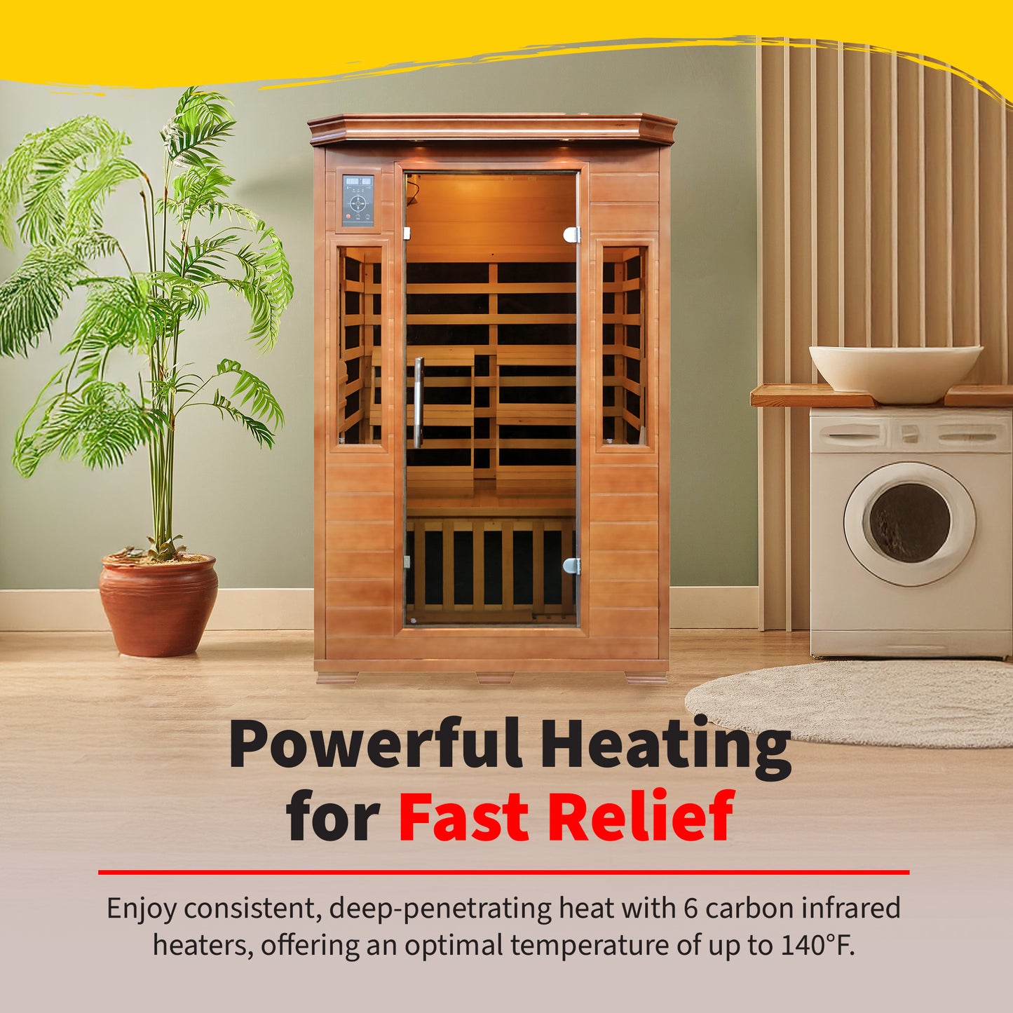 HeatWave | 2-Person Hemlock Premium Infrared Sauna with 6 Carbon Heaters | 1,725W |SA3209 | ETL Listed