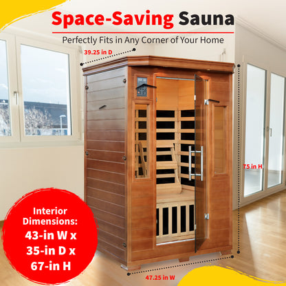 HeatWave | 2-Person Hemlock Premium Infrared Sauna with 6 Carbon Heaters | 1,725W |SA3209 | ETL Listed