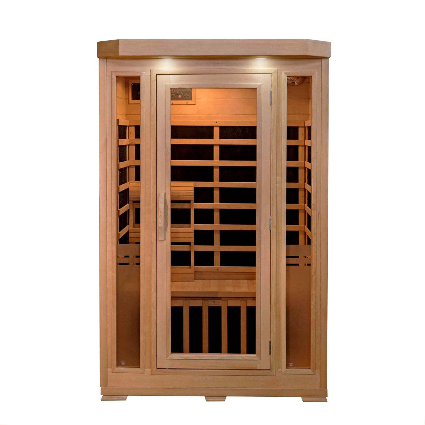 HeatWave | Sonoma 2-Person Hemlock Infrared Sauna with 6 Low-EMF Carbon Heaters | 1,725W | Compact Corner Design | SA7018
