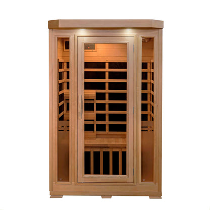 HeatWave | Sonoma 2-Person Hemlock Infrared Sauna with 6 Low-EMF Carbon Heaters | 1,725W | Compact Corner Design | SA7018