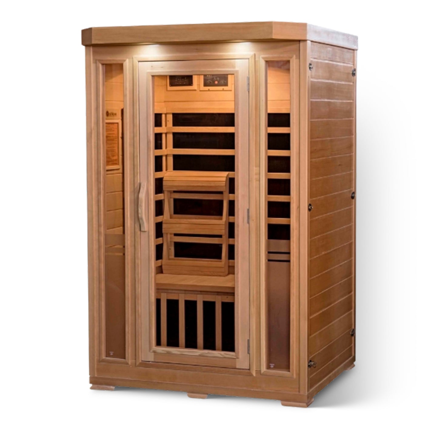 HeatWave | Sonoma 2-Person Hemlock Infrared Sauna with 6 Low-EMF Carbon Heaters | 1,725W | Compact Corner Design | SA7018