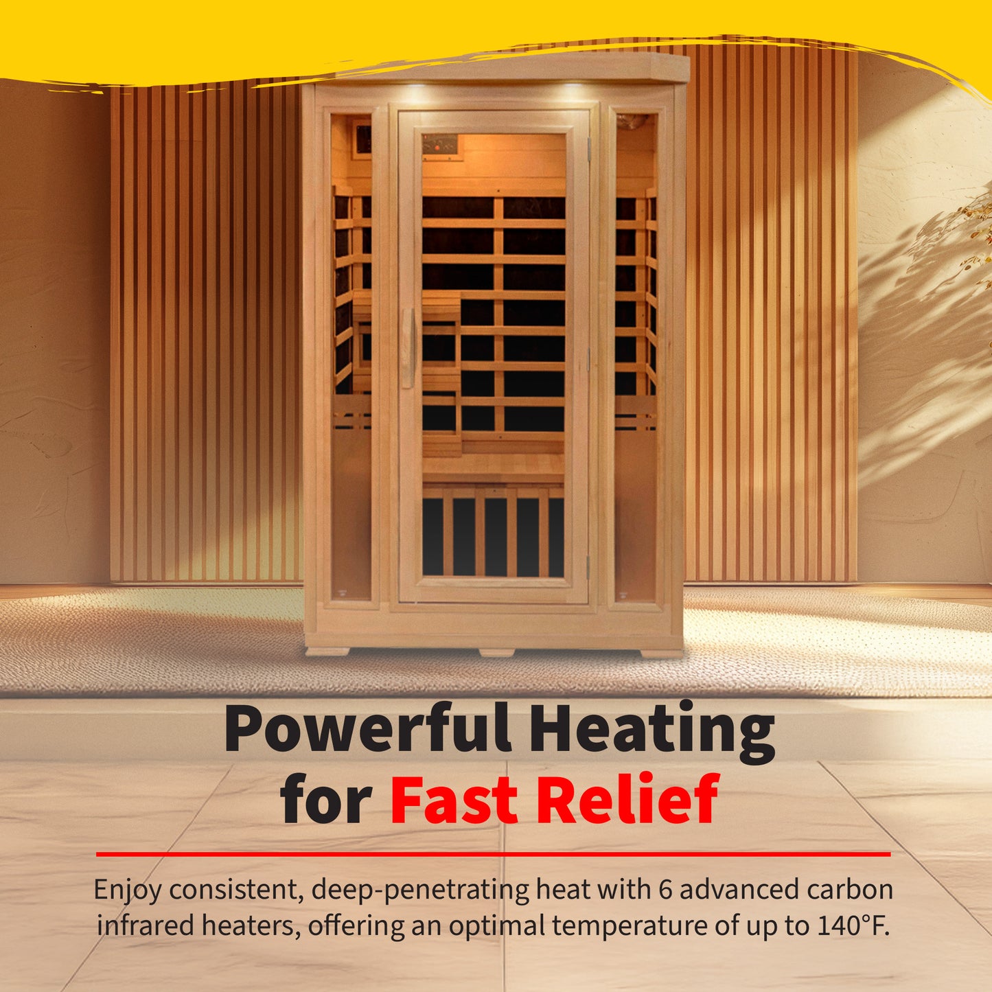 HeatWave | Sonoma 2-Person Hemlock Infrared Sauna with 6 Low-EMF Carbon Heaters | 1,725W | Compact Corner Design | SA7018