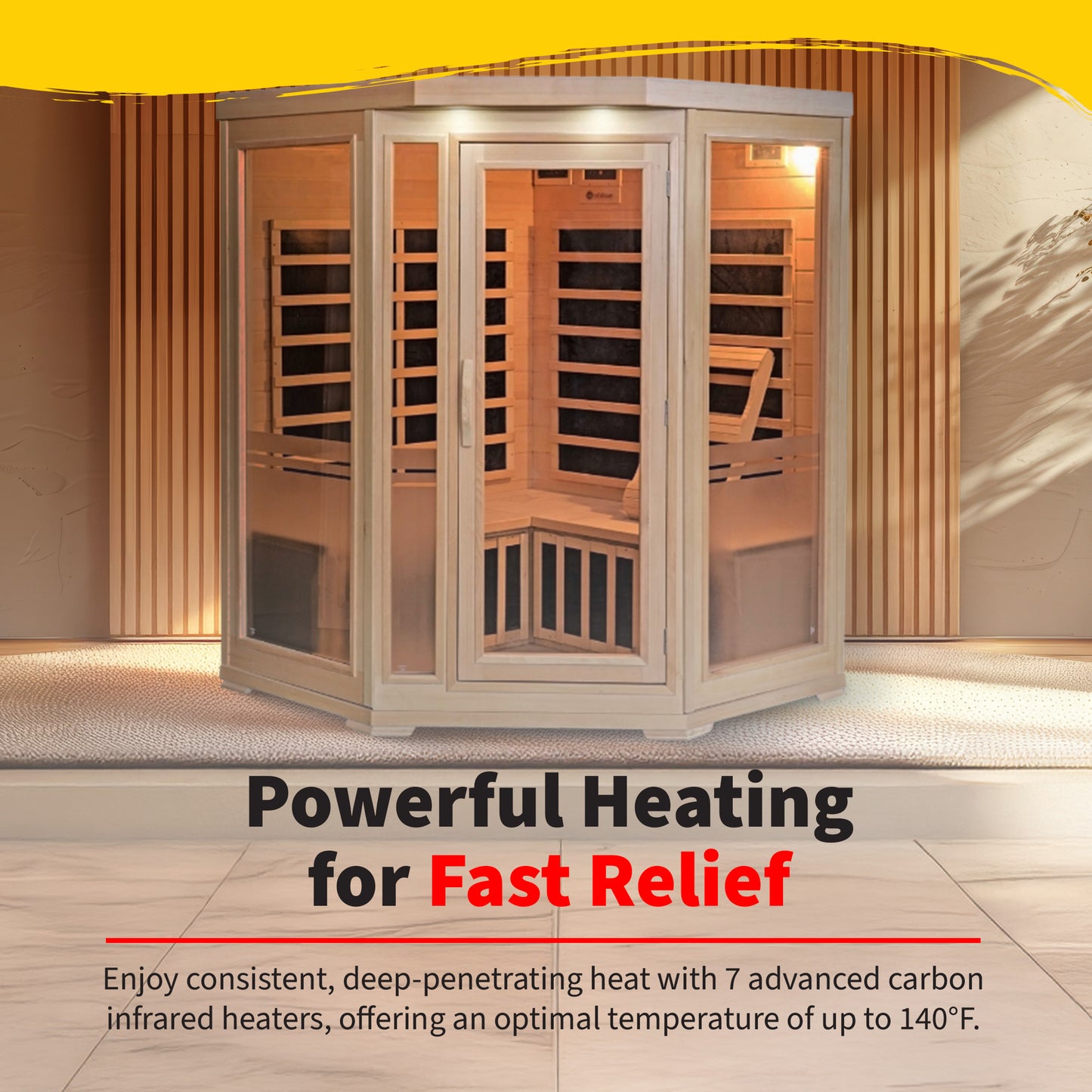 HeatWave | Sonoma 3-Person Hemlock Infrared Corner Sauna with 7 Carbon Heaters | SA7019