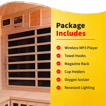HeatWave | Sonoma 3-Person Hemlock Infrared Corner Sauna with 7 Carbon Heaters | SA7019