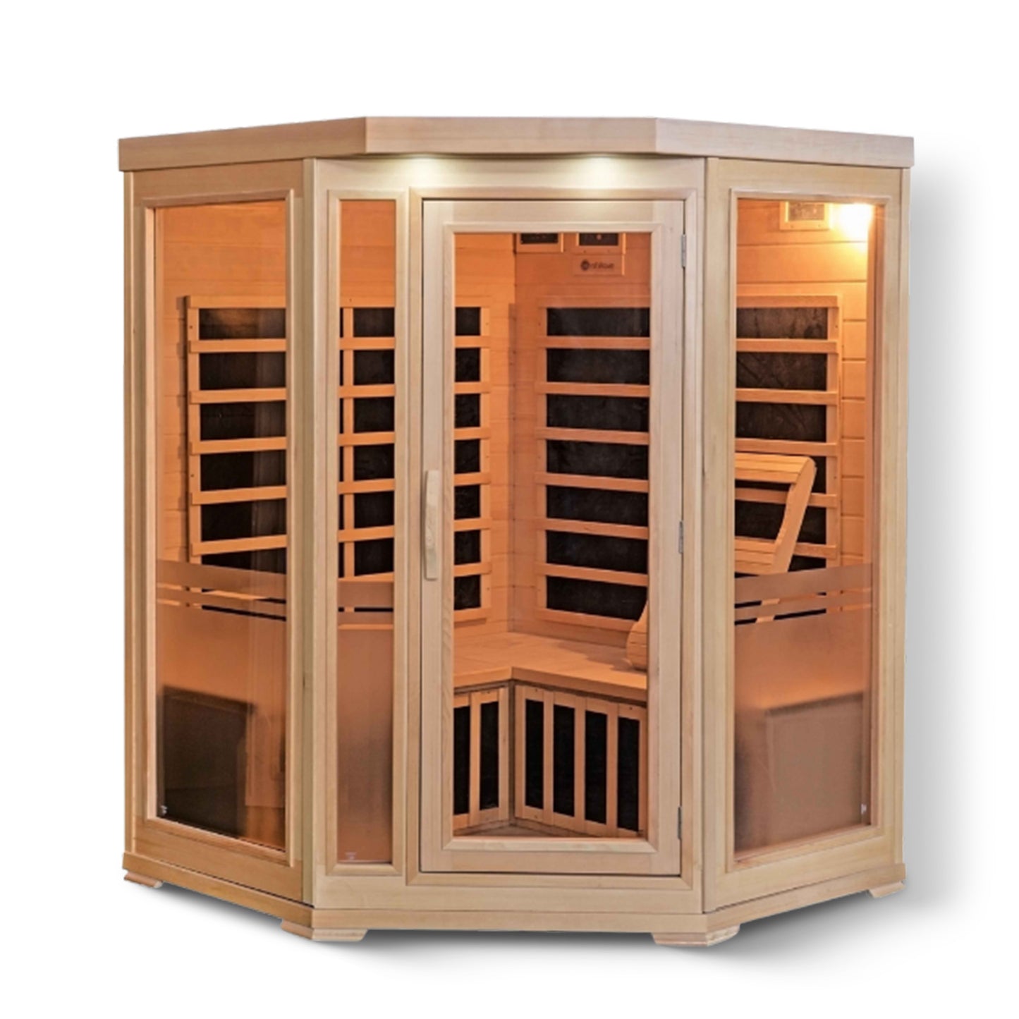 HeatWave | Sonoma 3-Person Hemlock Infrared Corner Sauna with 7 Carbon Heaters | SA7019