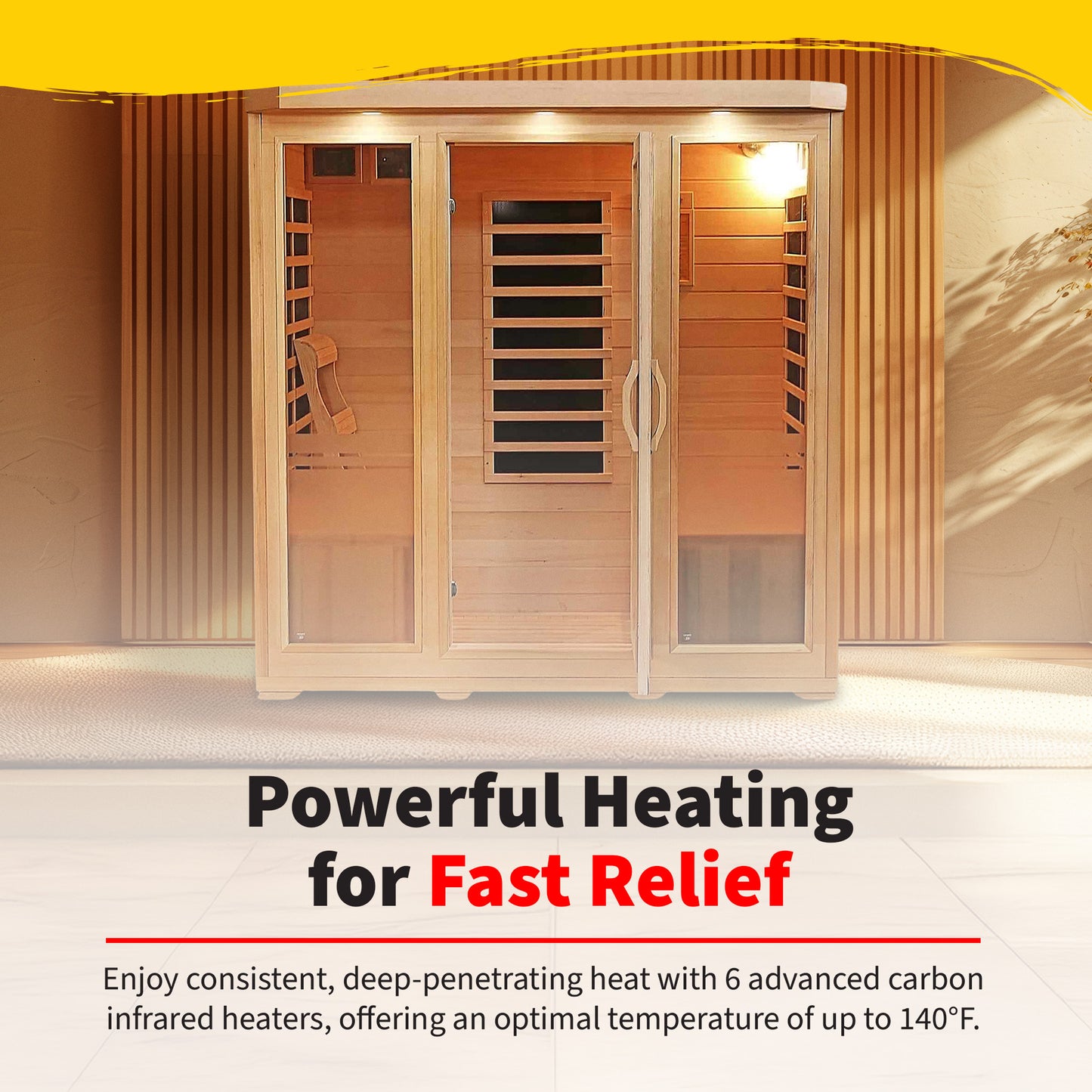 HeatWave Sonoma 4-Person Hemlock Infrared Sauna with 9 Carbon Heaters | 2,100W | SA7020