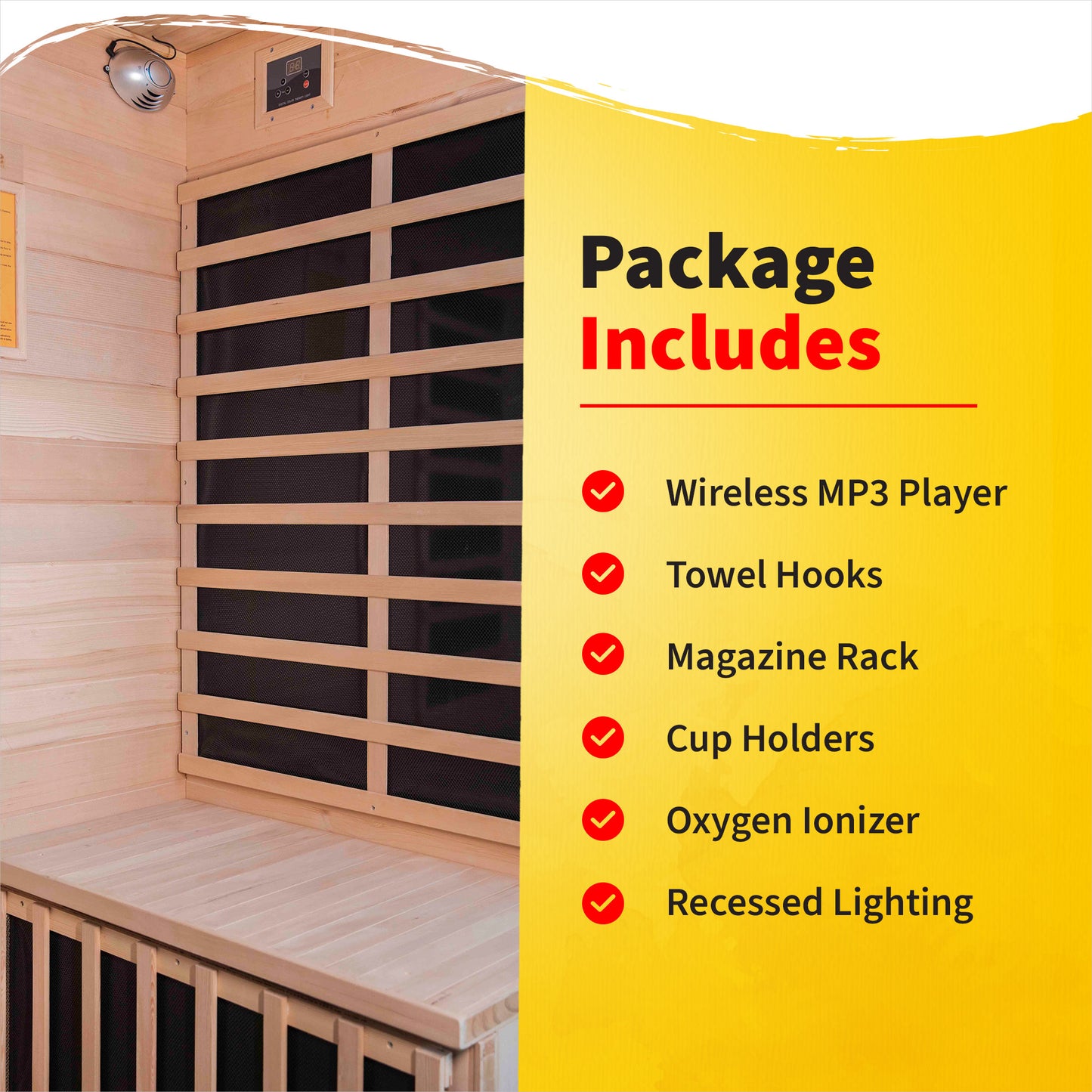 HeatWave Sonoma 4-Person Hemlock Infrared Sauna with 9 Carbon Heaters | 2,100W | SA7020