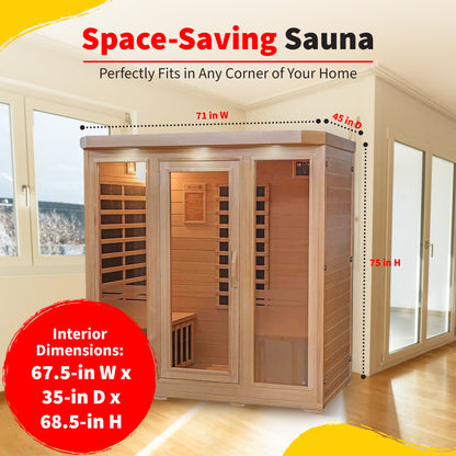 HeatWave Sonoma 4-Person Hemlock Infrared Sauna with 9 Carbon Heaters | 2,100W | SA7020