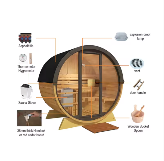 Evergreen Barrel Retreat – Canadian Hemlock Outdoor Sauna (1–2 Person)