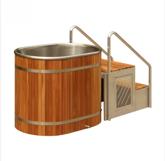 OMNI Cedar Steel Oval Cold Plunge Tub