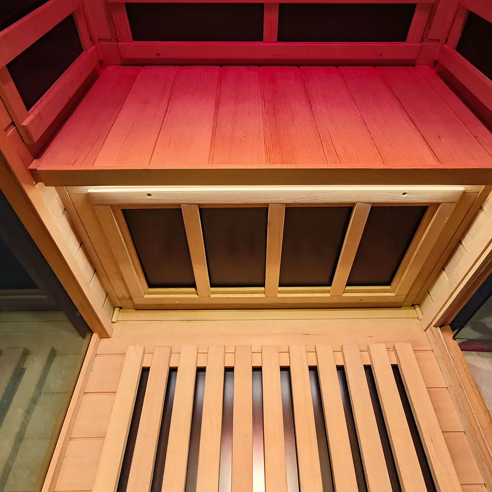 Wizzisaunas 909MHX-L | Full Spectrum Infrared Sauna 1 Person | Far Infrared + Mid-Infrared Lamp |  Hemlock  | Indoor Home Sauna