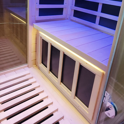 Wizzisaunas 909MHX-L | Full Spectrum Infrared Sauna 1 Person | Far Infrared + Mid-Infrared Lamp |  Hemlock  | Indoor Home Sauna