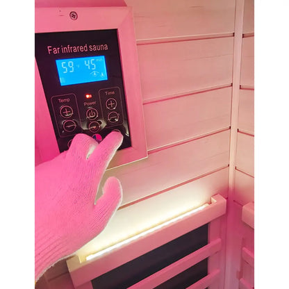 Wizzisaunas 909MHX-L | Full Spectrum Infrared Sauna 1 Person | Far Infrared + Mid-Infrared Lamp |  Hemlock  | Indoor Home Sauna