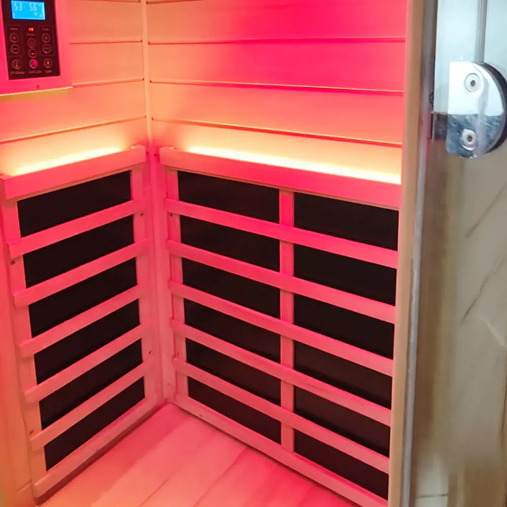 Wizzisaunas 909MHX-L | Full Spectrum Infrared Sauna 1 Person | Far Infrared + Mid-Infrared Lamp |  Hemlock  | Indoor Home Sauna