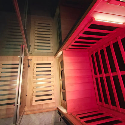 Wizzisaunas 909MHX-L | Full Spectrum Infrared Sauna 1 Person | Far Infrared + Mid-Infrared Lamp |  Hemlock  | Indoor Home Sauna