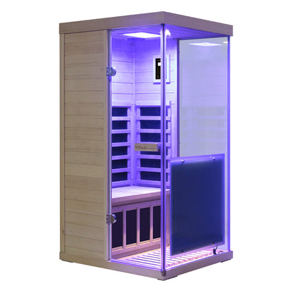 Wizzisaunas 909MHX-R | Full Spectrum Infrared Sauna 1 Person | Far Infrared + Mid-Infrared Lamp |  Hemlock  | Indoor Home Sauna (Copy)