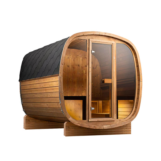 Orivon Wellness Auris Two Luxury Outdoor Cedar Sauna 4 Person | Humm Drop (9KW) Heater with wifi-control and remote