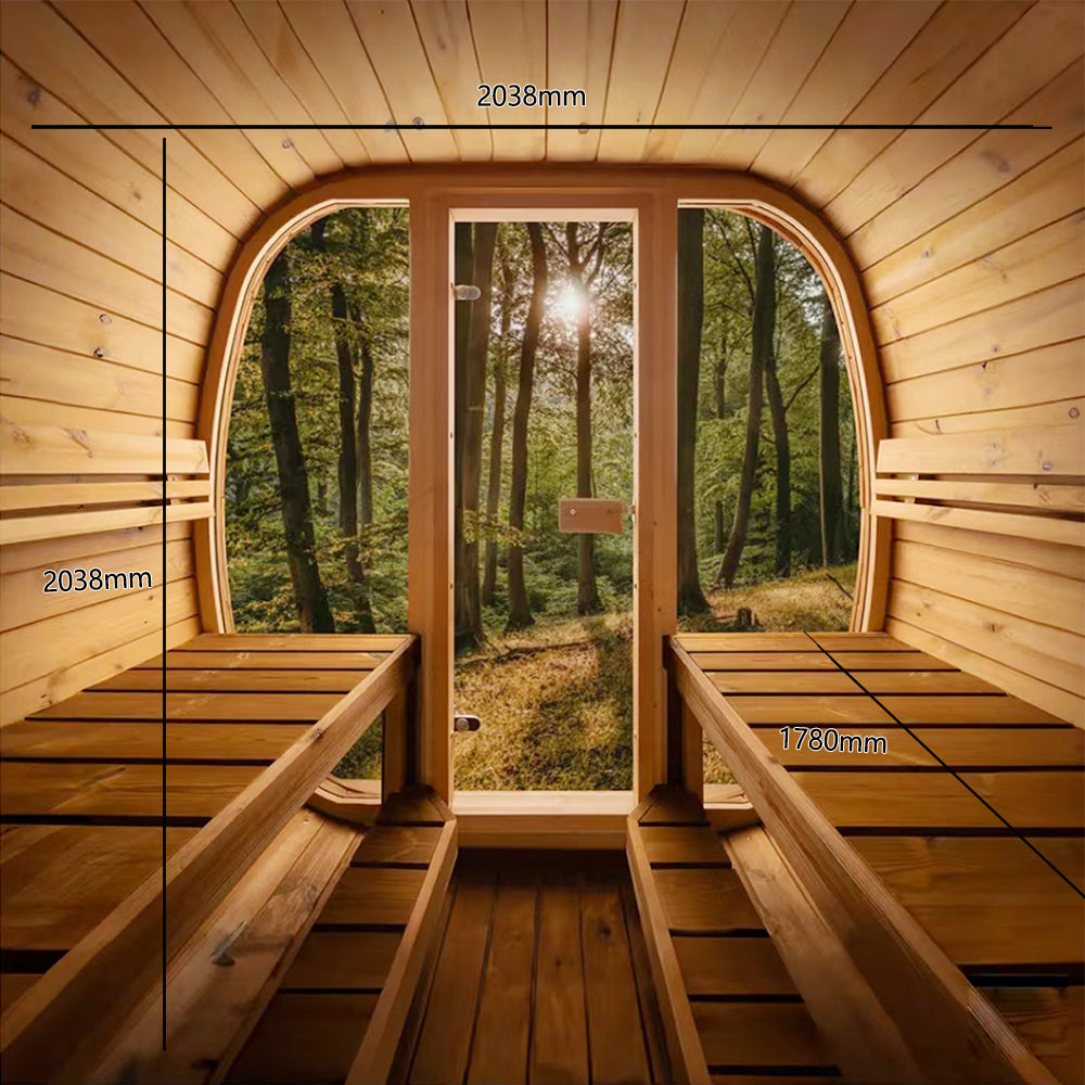 Orivon Wellness Auris Two Luxury Outdoor Cedar Sauna 4 Person | Humm Drop (9KW) Heater with wifi-control and remote